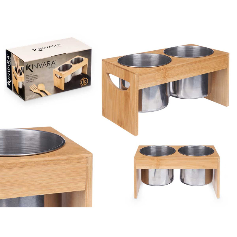 PORTA-UTENSÍLIOS DUPLO BAMBU METAL