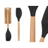 BLACK SILICONE BUTTER SPATULA WITH WOODEN HANDLE