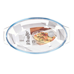 PLATEAU OVALE EN BOROSILICATE AVEC POIGNÉES 700ML
