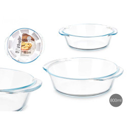 TABULEIRO EM BOROSILICATO REDONDO ASAS 800ML