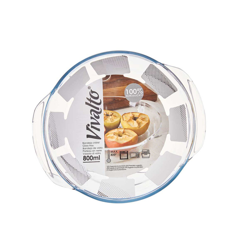 VASSOIO BOROSILICATO ROTONDO MANICI 800ML
