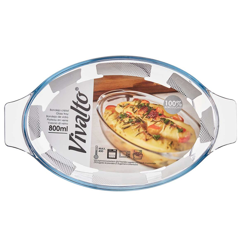 BANDEJA BOROSILICATO OVALADA ASAS 800ML