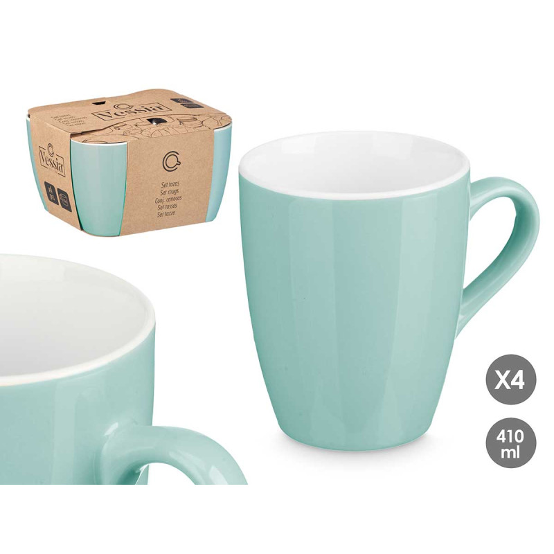 CONJ 4 CANECAS VERDE MENTA 410ML