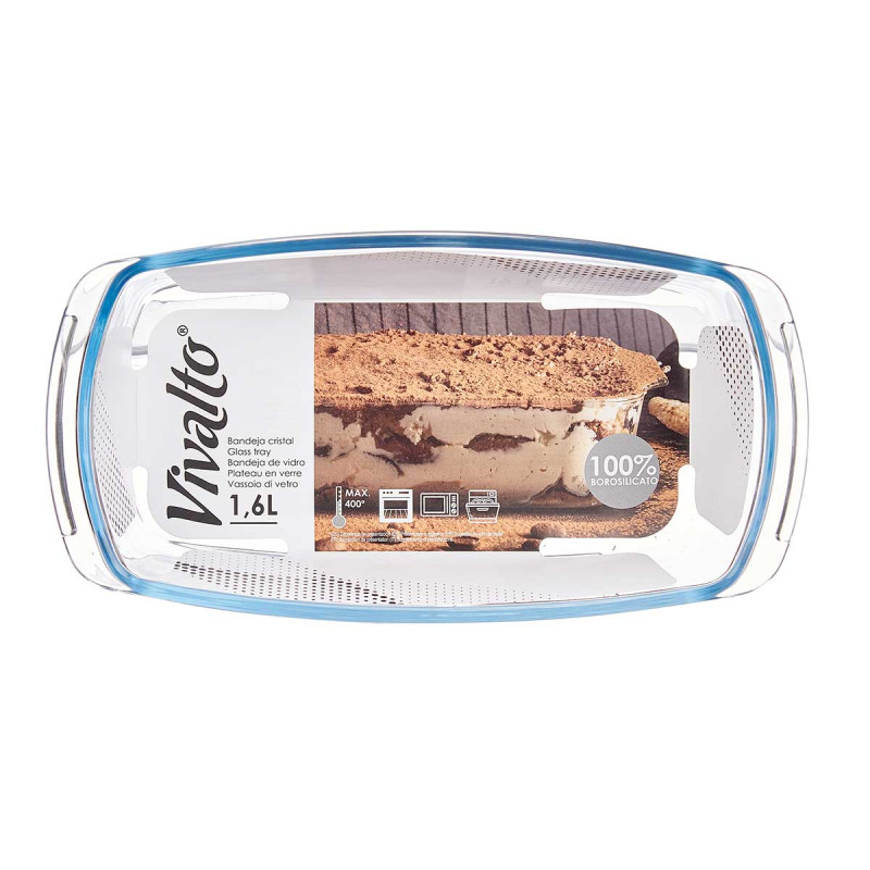 TABULEIRO EM BOROSILICATO RECTANGULAR ASAS 1600ML