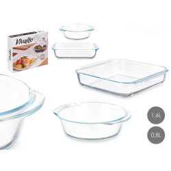 SET 2 BOROSILICATE TRAYS 800 1800ML