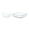 SET 2 PLATEAUX EN BOROSILICATE 800 1800ML