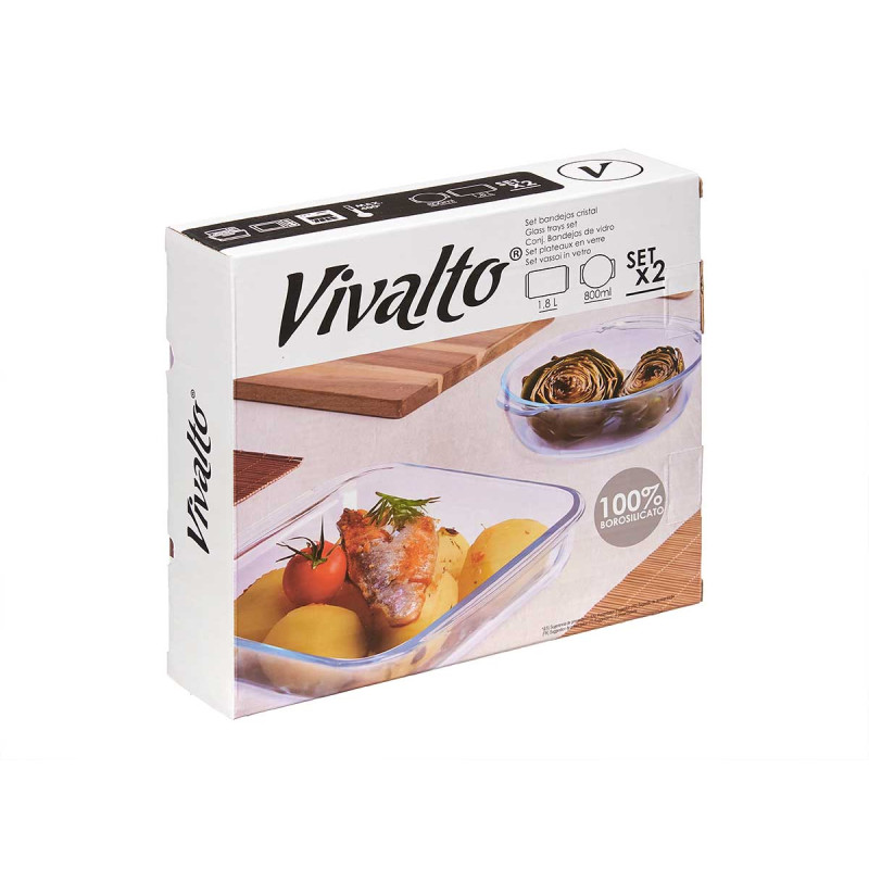 SET 2 BOROSILICATE TRAYS 800 1800ML
