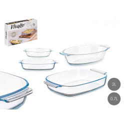 SET 2 BOROSILICATE TRAYS 700 2000ML