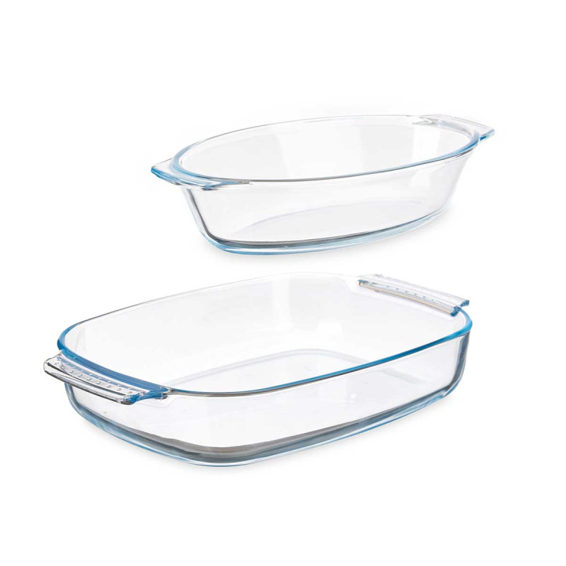 SET 2 BOROSILICATE TRAYS 700 2000ML