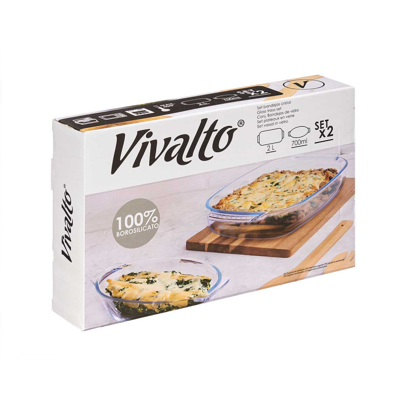 SET 2 BOROSILICATE TRAYS 700 2000ML
