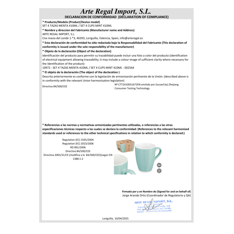 SET 4 TAZZE MENTA 410ML
