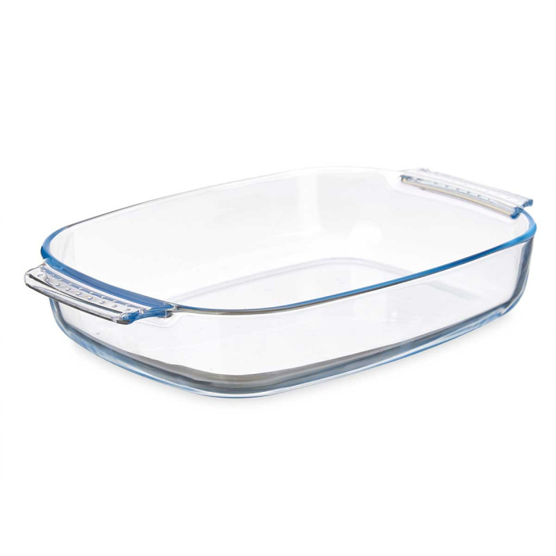 BOROSILICATE RECTANGULAR TRAY WITH HANDLES 2000ML