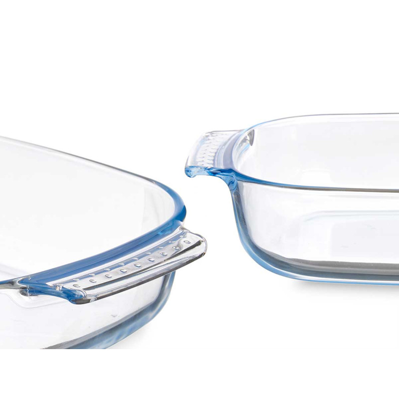 BOROSILICATE RECTANGULAR TRAY WITH HANDLES 2000ML