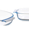 BOROSILICATE RECTANGULAR TRAY WITH HANDLES 2000ML