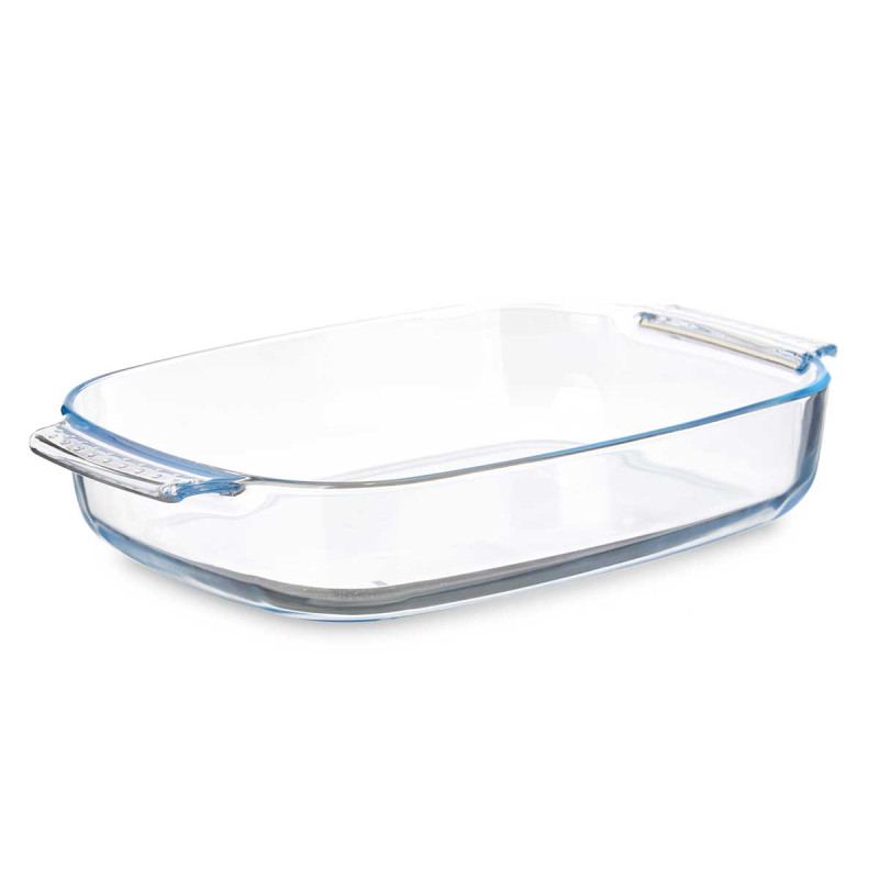 BOROSILICATE RECTANGULAR TRAY WITH HANDLES 2700ML