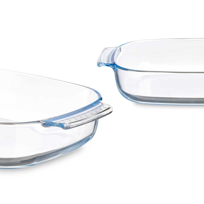 BOROSILICATE RECTANGULAR TRAY WITH HANDLES 2700ML