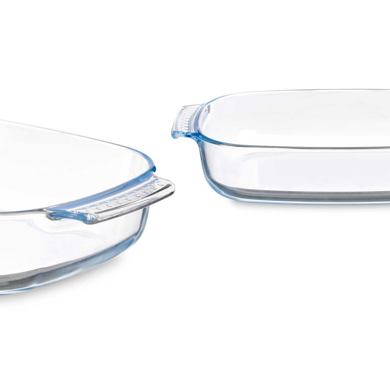 BOROSILICATE RECTANGULAR TRAY WITH HANDLES 3800ML