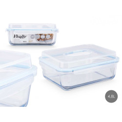 HERMETIC BOROSILICATE LUNCH BOX W HANDLES 4800ML
