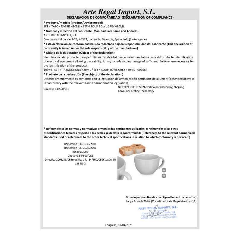SET 4 SOUP BOWL GREY 480ML