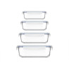 SET 4 BOROSIL LUNCH BOXES RECT 370 640 1000 1500ML