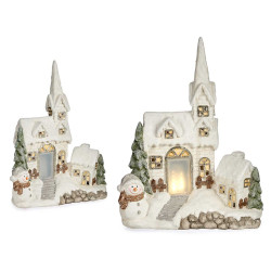 CASA CERÂMICA NEVADA COM LUZ E BONECO DE NEVE 