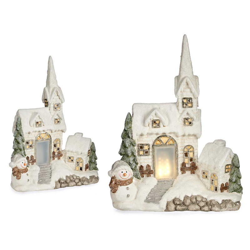CASA CERÂMICA NEVADA COM LUZ E BONECO DE NEVE 