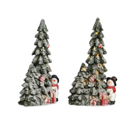 CERAMIC SNOW TREE WITH LED AND SNOWMAN 