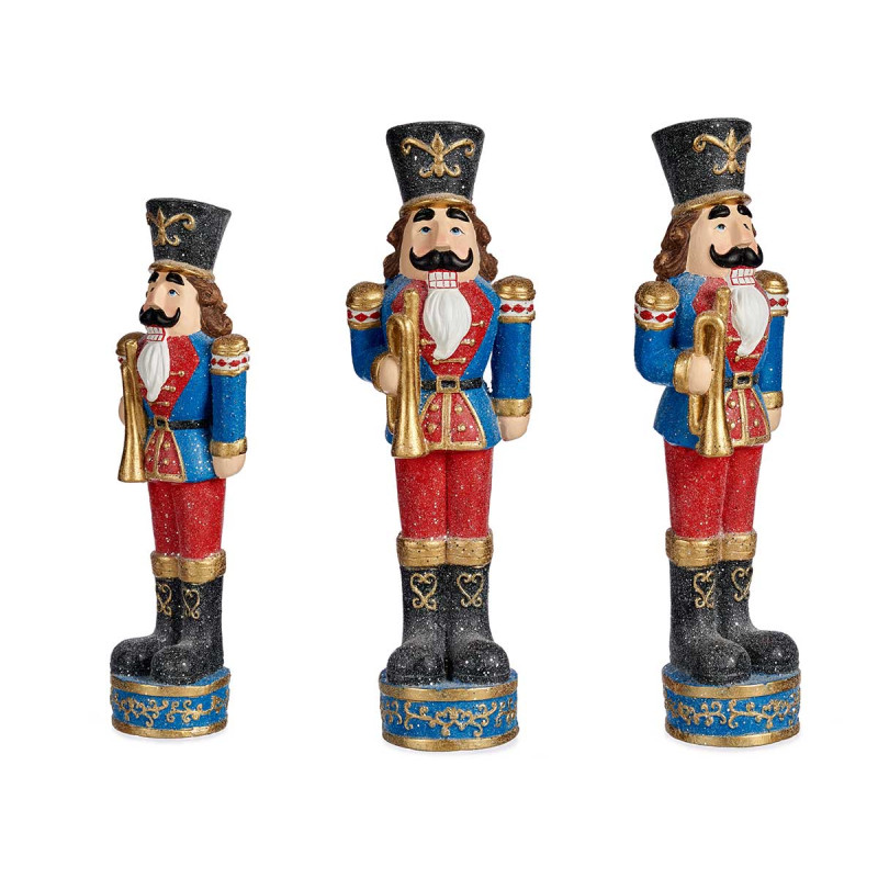 MEDIUM BLUE NUTCRAKER SOLDIER WITH INSTRUMENT  