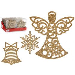 SET3 CIONDOLI ALBERO BRILLANTINI ORO 15CM ASS3