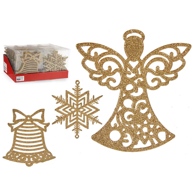 SET 3 PENDENTIFS ARBRE PVC PAILL OR 15CM SET 3