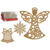 SET 3 PENDENTIFS ARBRE PVC PAILL OR 15CM SET 3