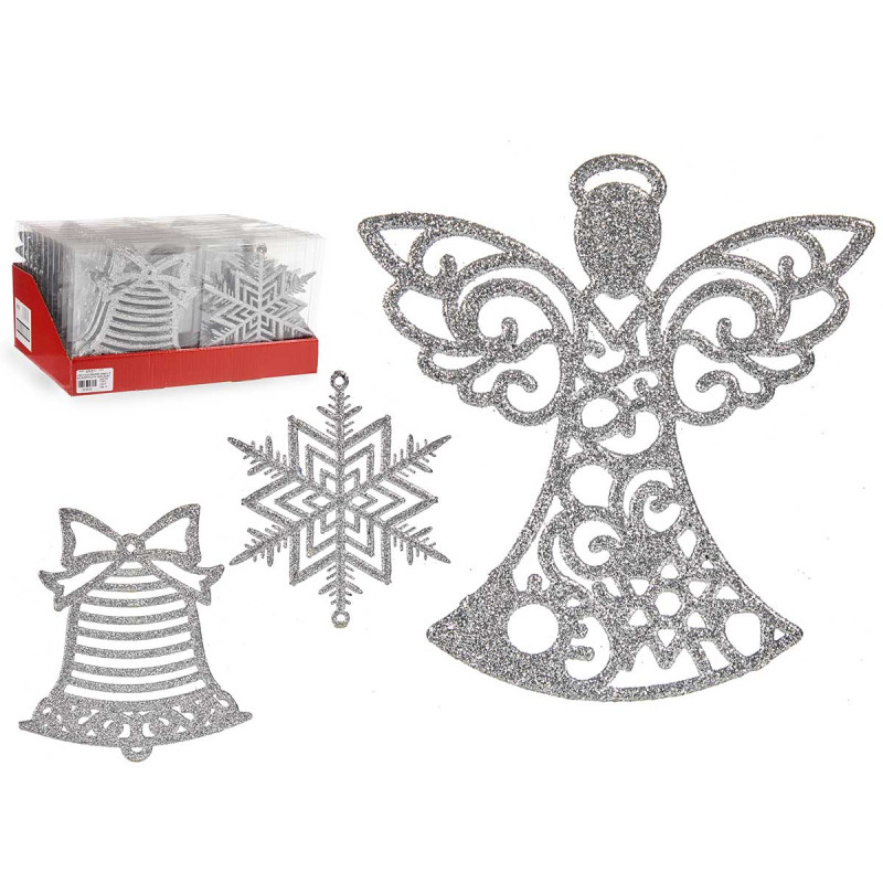 SET3 CIONDOLI ALBERO BRILLANTINI ARGENTO 15CM ASS3