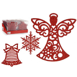 CONJ 3 ADORNOS ARVORE PVC PURP VERMELHO 15CM SORT3