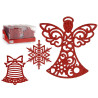 CONJ 3 ADORNOS ARVORE PVC PURP VERMELHO 15CM SORT3