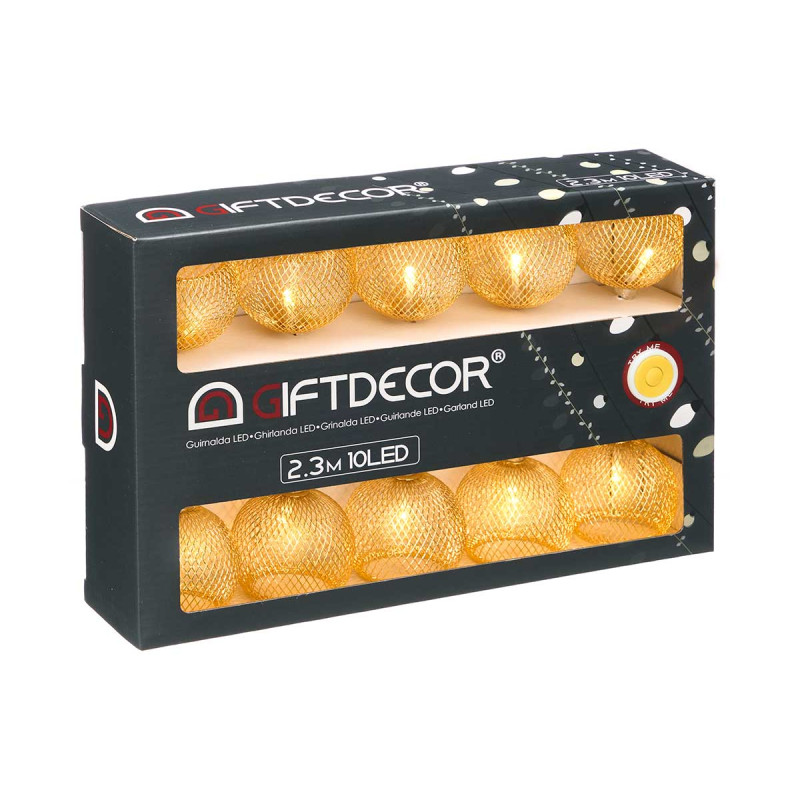 STRISCIA LED 10 LANTERNA ORO SCATOLA   ESTERNI