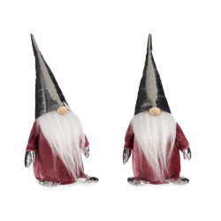 27CM PINK FABRIC GNOME WITH SILVER HAT  