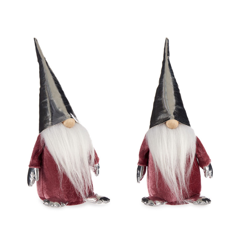 27CM PINK FABRIC GNOME WITH SILVER HAT  
