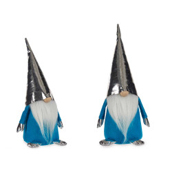 GNOMO TESSUTO AZZURRO CON CAPPELLO ARGENTO 34CM