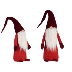 GNOMO IN VELLUTO ROSSO 100CM CON CAPPELLO