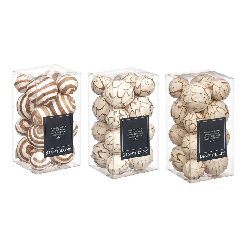 SET 16 BOULES DÉCORATION 3 MODÈLS ASSORT