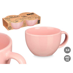 CONJ 4 CANECAS COR DE ROSA 480ML