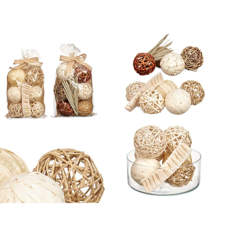 SET 6 PALLINE FOGLIA DECOR BORSA 2 MOD ASSORT