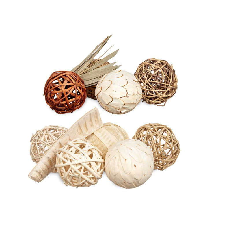 SET 6 BOULES FEUILLE DÉCORATION SAC 2 MODÈLES ASRT