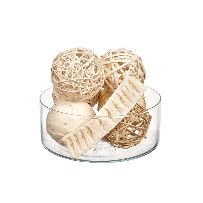 SET 6 BOULES FEUILLE DÉCORATION SAC 2 MODÈLES ASRT