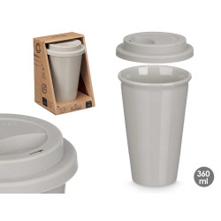 COPO COM TAMPA SILICONE CINZENTO 360ML