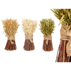 BOUQUET WITH RAFFIA RIBBON BARLEY 3 COLOURS ASSORT