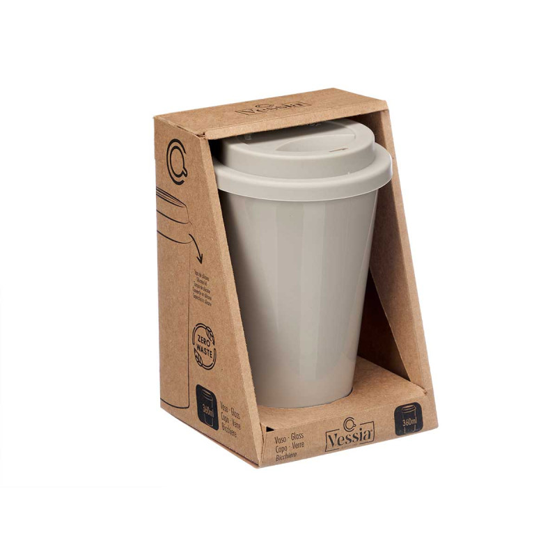 BICCHIERE TAPPO SILICONE GRIGIO 360ML