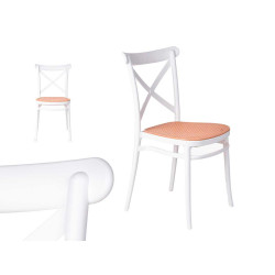 CADEIRA PLASTICA RATTAN BRANCA BEGE