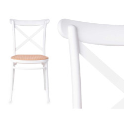 SILLA RATTAN PLASTICO BLANCA BEIGE