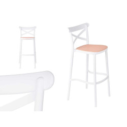 SGABELLO RATTAN PLASTICA BIANCO BEIGE